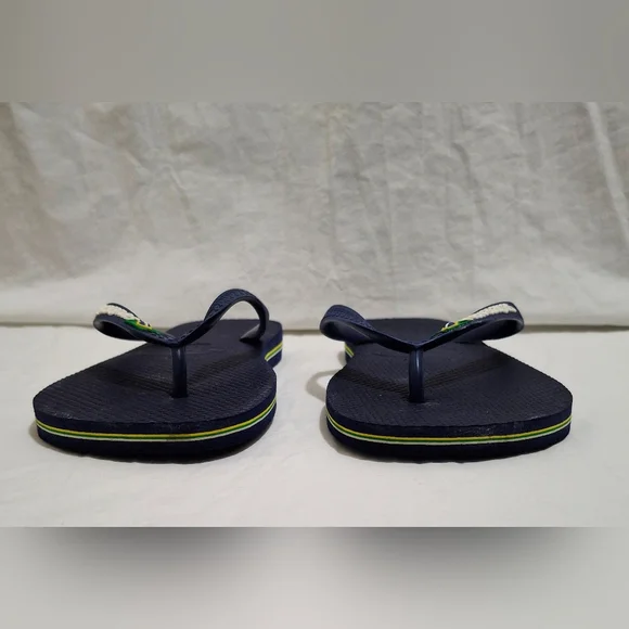 Havaianas Women's Brazil Logo Navy Flip Flops Size 9.5 To 10 41-42 - Picture 2 of 8